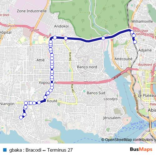gbaka : Bracodi ↔ Terminus 27 bus Line Map