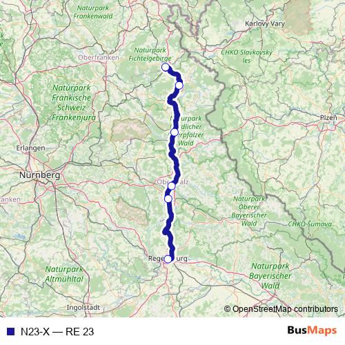 N23-X rail Line Map