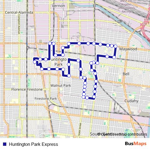 Huntington Park Express bus Line Map