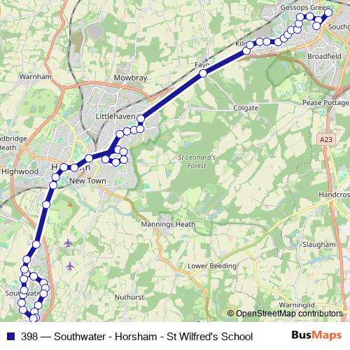 398 bus Line Map
