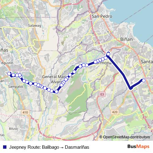 Jeepney Route: Balibago → Dasmariñas bus Line Map