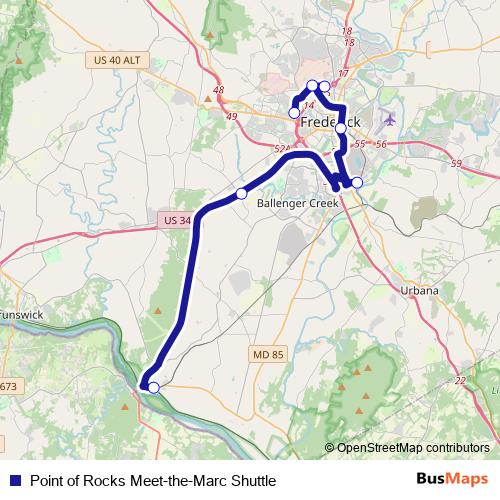 Point of Rocks Meet-the-Marc Shuttle bus Line Map