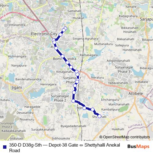 350-D D38g-Sth bus Line Map