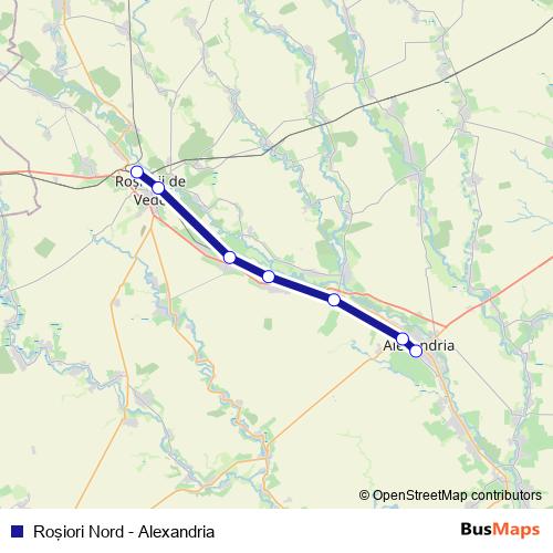 Roşiori Nord - Alexandria rail Line Map