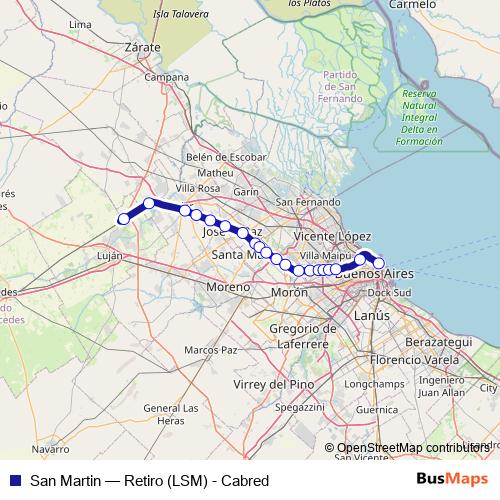 San Martin rail Line Map