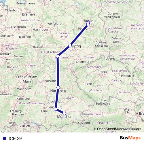 ICE 29 rail Line Map