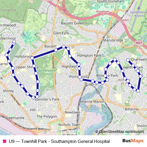 U9 bus Line Map