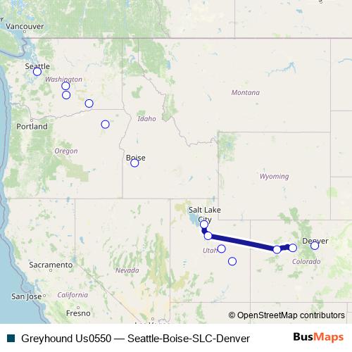 Greyhound Us0550 bus Line Map