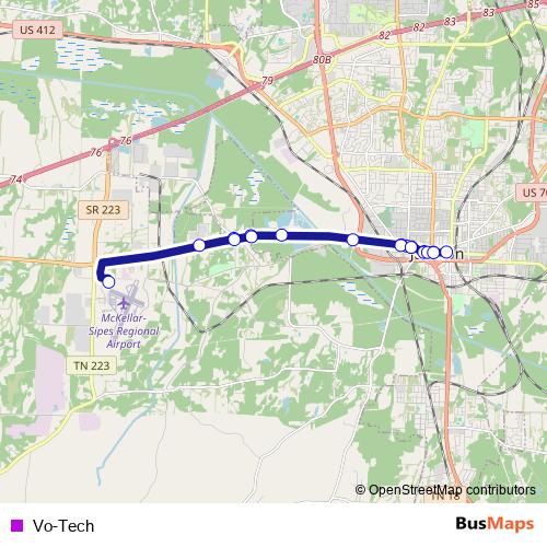 Vo-Tech bus Line Map