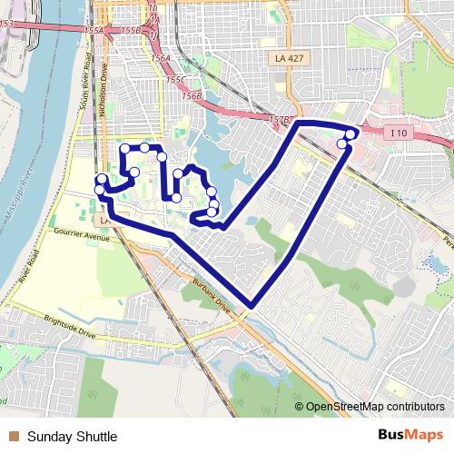 Sunday Shuttle bus Line Map