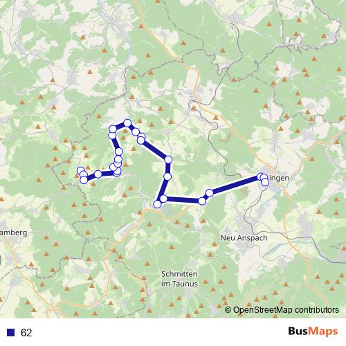 62 bus Line Map