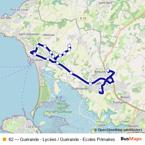 62 bus Line Map