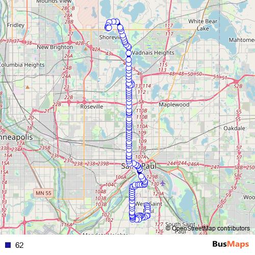 62 bus Line Map