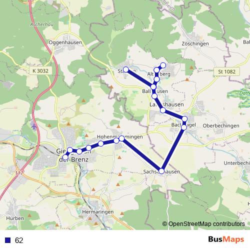 62 bus Line Map