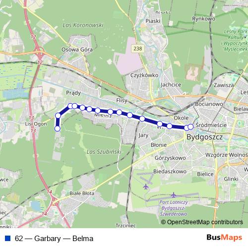 62 bus Line Map