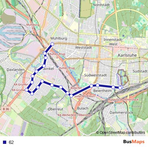 62 bus Line Map