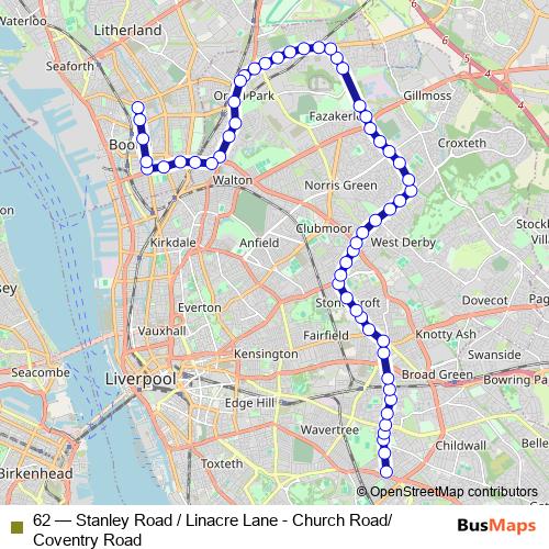 62 bus Line Map