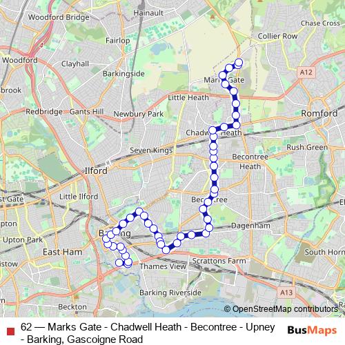 62 bus Line Map