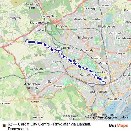 62 bus Line Map