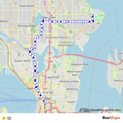 62 bus Line Map