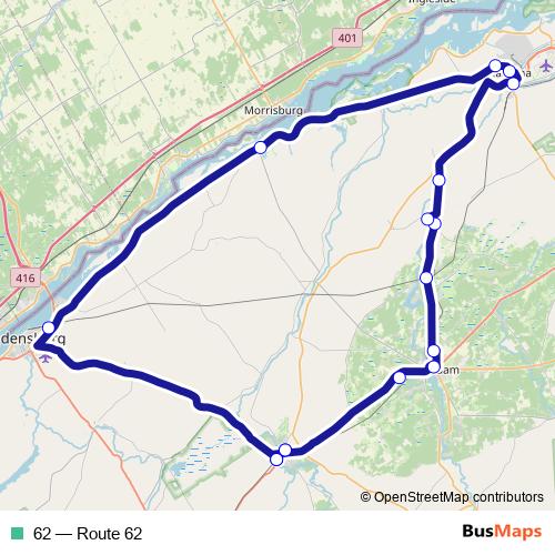 62 bus Line Map