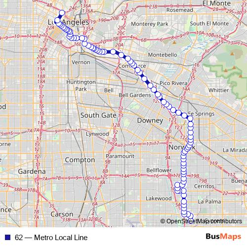 62 bus Line Map