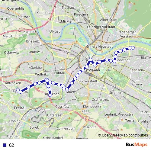 62 bus Line Map