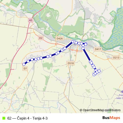62 bus Line Map