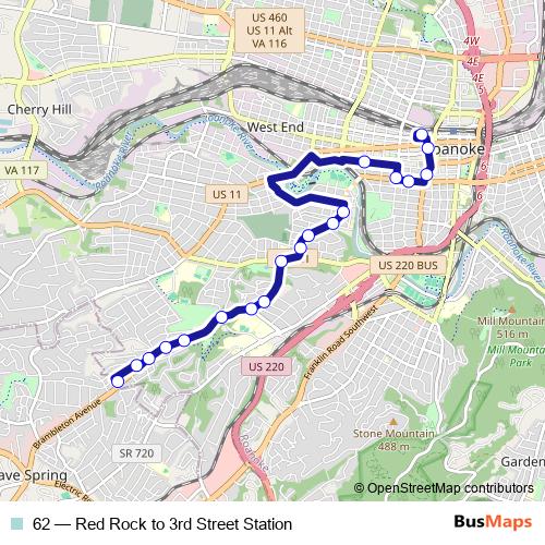 62 bus Line Map