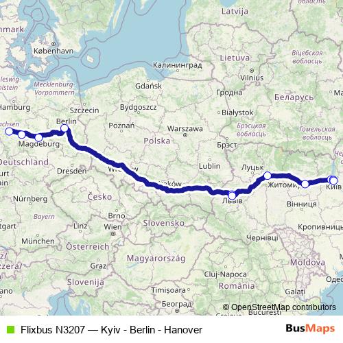 Flixbus N3207 bus Line Map