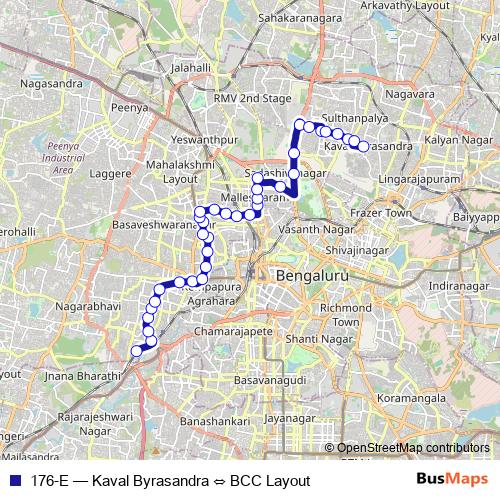 176-E bus Line Map