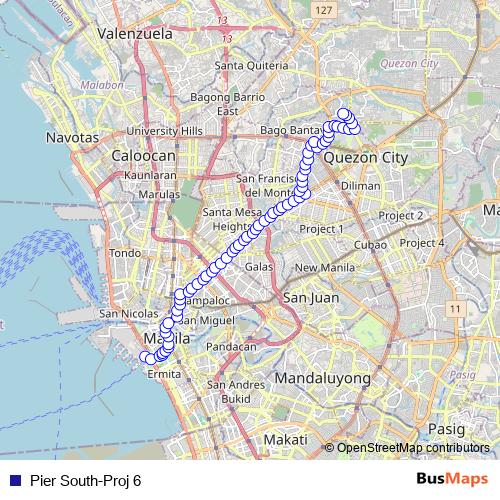 Pier South-Proj 6 bus Line Map