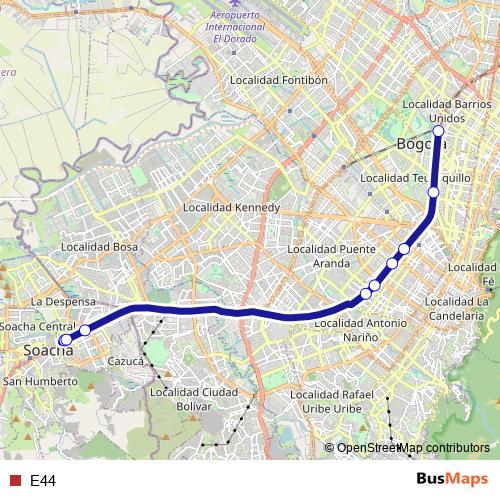 E44 bus Line Map