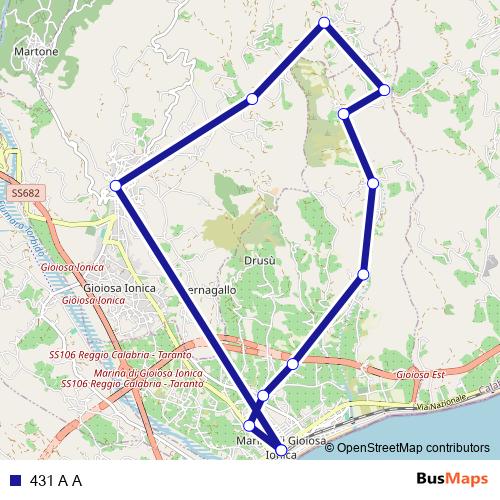 431 A A bus Line Map