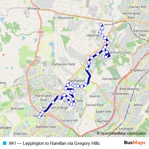 841 bus Line Map