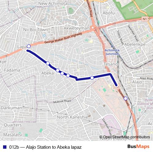 012b bus Line Map