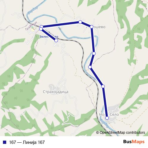 167 bus Line Map