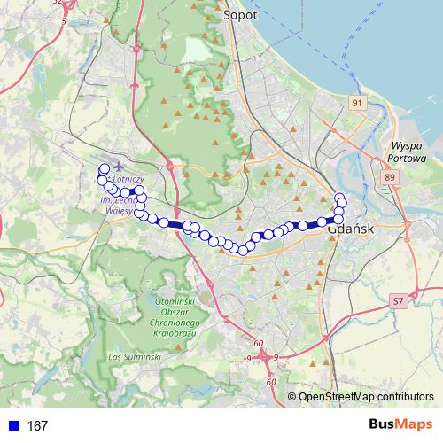 167 bus Line Map