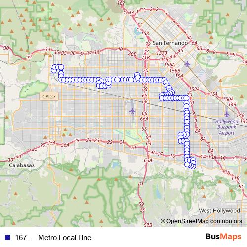 167 bus Line Map