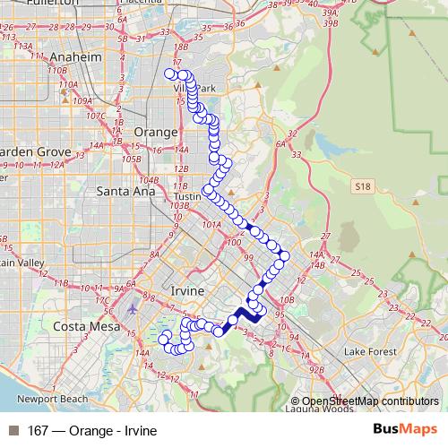 167 bus Line Map
