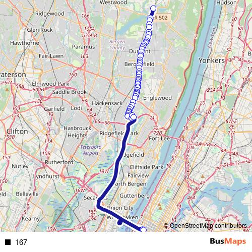 167 bus Line Map