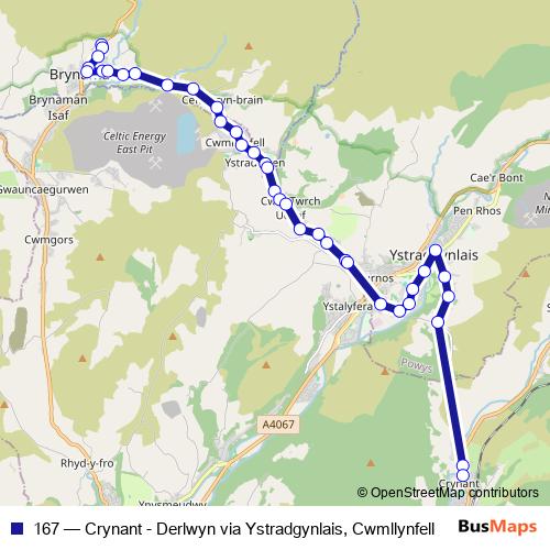 167 bus Line Map