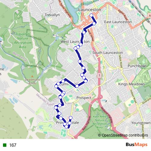 167 bus Line Map