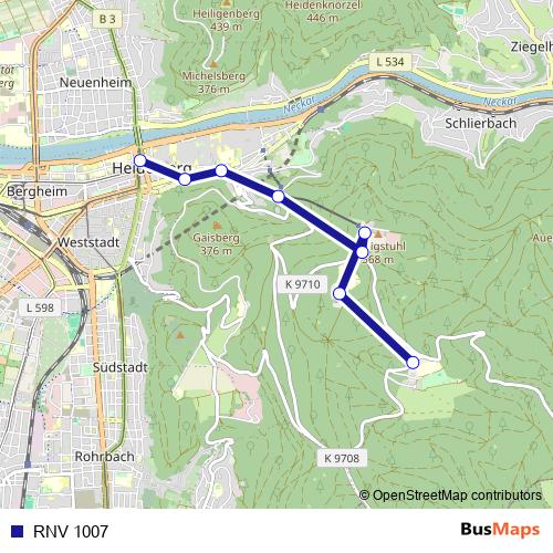 RNV 1007 bus Line Map