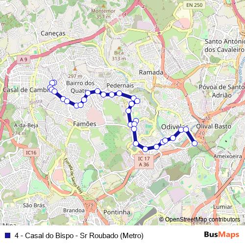 4 - Casal do Bispo - Sr Roubado (Metro) bus Line Map