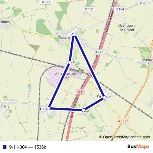 9-11-304 bus Line Map