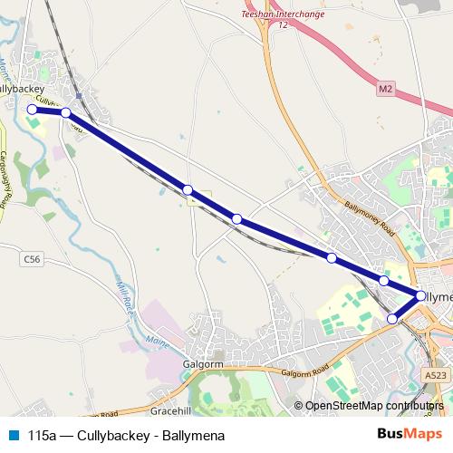 115a bus Line Map