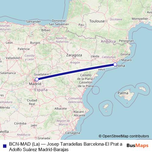 BCN-MAD (La) air Line Map