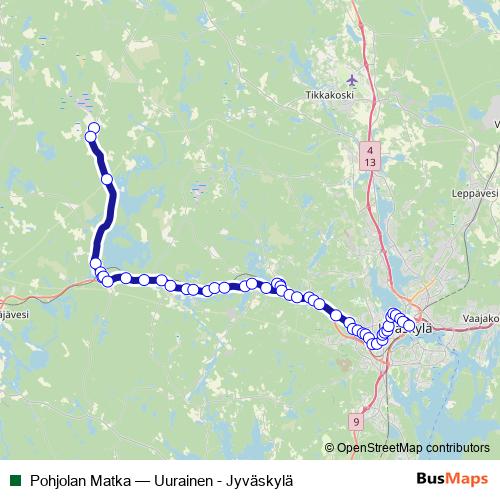 Pohjolan Matka bus Line Map