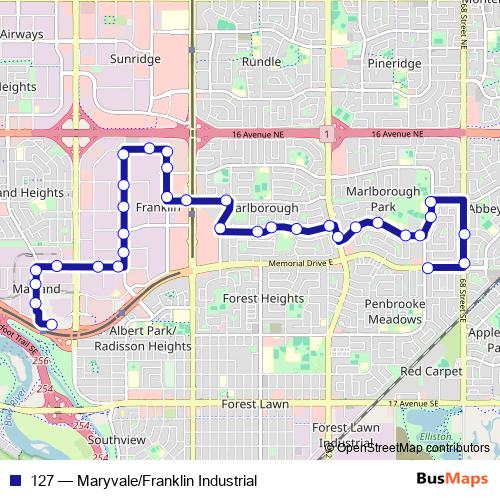127 bus Line Map